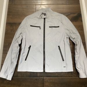 Fried Denim NYC Reflective Gray Bomber Jacket size XL